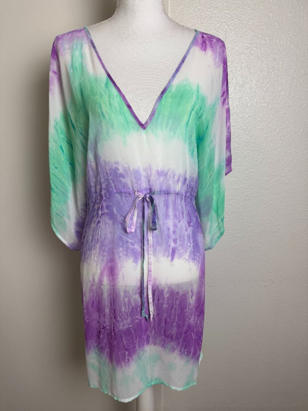 NWTO Tie - Dye Beach Cover Up Kimono Caftan - One Size ( S - XL) - Picture 3 of 10
